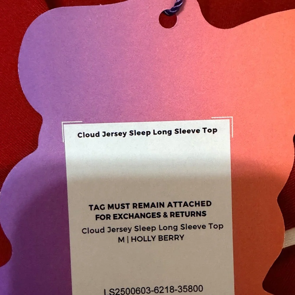 Yitty Cloud Jersey Sleep Set Holly Berry Red Long Sleeve Wide Leg Pajamas M NEW